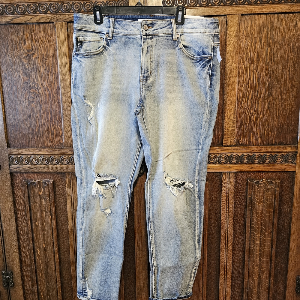 NWT Light Blue Distressed Boyfriend Jeans - Rancan Maurices 16x28